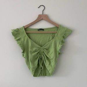 Zara Green Tie Front Top